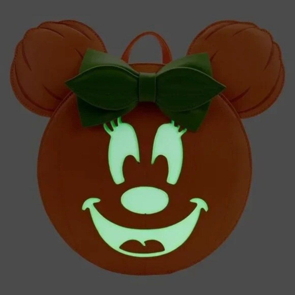 Loungefly Disney Minnie Mouse Glow in the Dark Pumpkin Mini Backpack - Picture 2 of 6